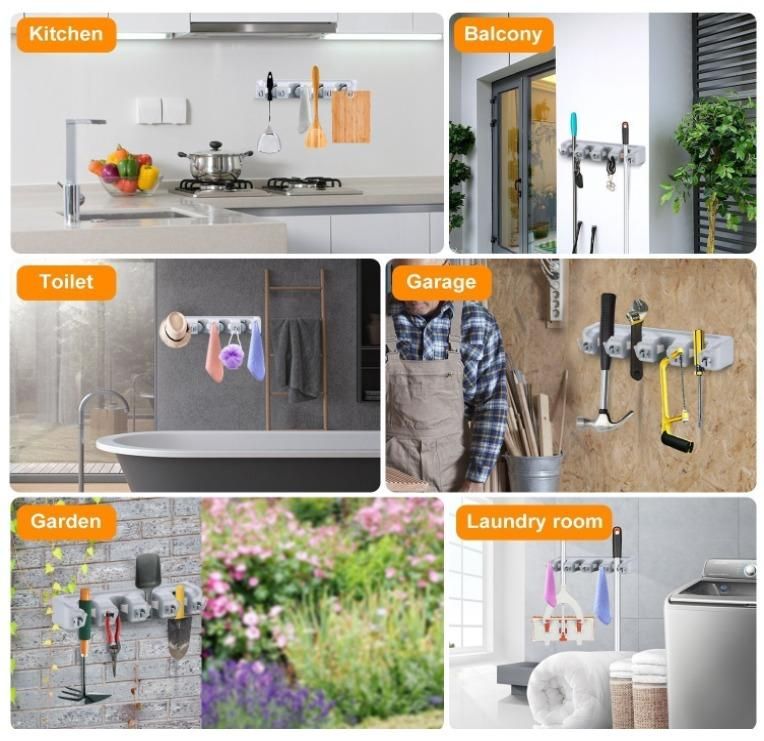 Wall-Mounted Broom & Mop Holder